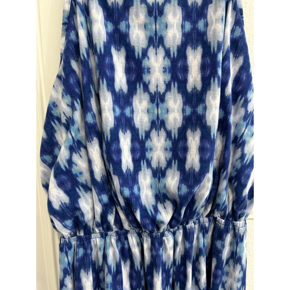 Summer Sleeveless Maxi Dress Blue White Tie Dye Pattern Sz 1X - Picture 4 of 8